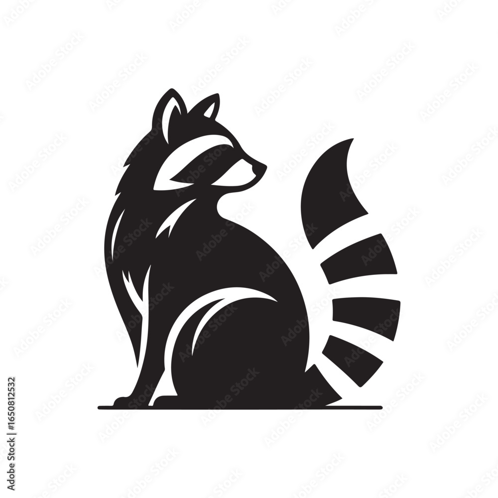 Obraz premium raccoon vector silhouette clip art logo design illustration. raccoon icons set collections.