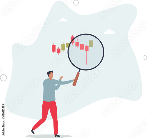 trader studies the price behavior of a virtual asset.false breakout downwards.