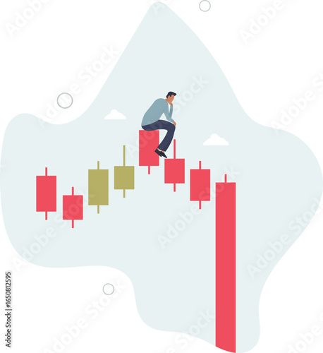 disappointment and fall of virtual assets .concept of stocks and cryptocurrencies.