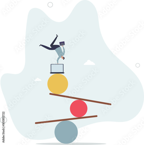 Work life balance, equality or weight between working for money and life happiness, health, success and healthy lifestyle concept,human life.