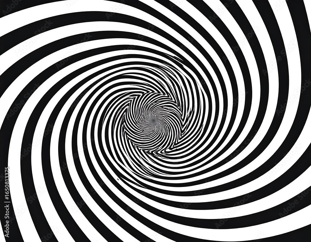 Obraz premium Abstract hypnotizing monochrome spiral with optical illusion effect vector image