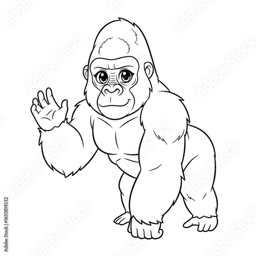 Charming Anime Style Gorilla Coloring Page for Children Adorable African Wildlife Fun
