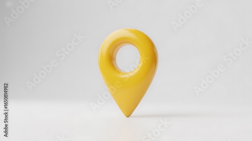 Free Download Bright Yellow Location Pin on Clean White Background Representing Navigation and Direction Finding for Travel and Geographic Positioning Systems Technology and Delivery Services - GFXLoad