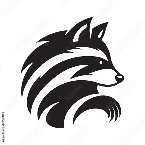raccoon vector silhouette clip art logo design illustration. raccoon icons set collections.