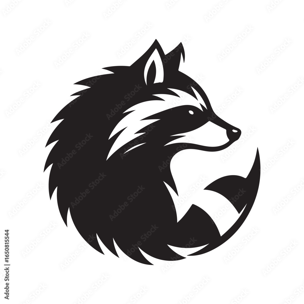 Fototapeta premium raccoon vector silhouette clip art logo design illustration. raccoon icons set collections.
