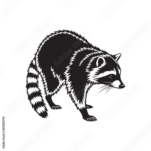 raccoon vector silhouette clip art logo design illustration. raccoon icons set collections.