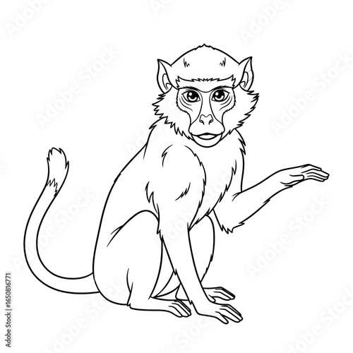 Cute Anime Patas Monkey Coloring Page for Kids Printable Primate Animal Fun Activity