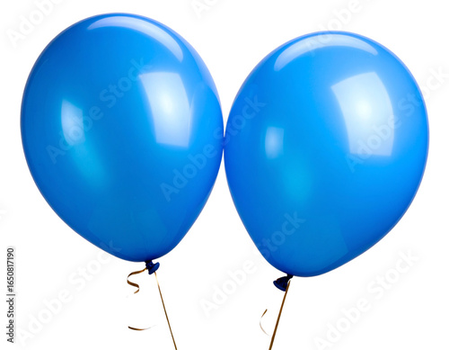 Front View of Two 3D Blue Balloons, Isolated PNG