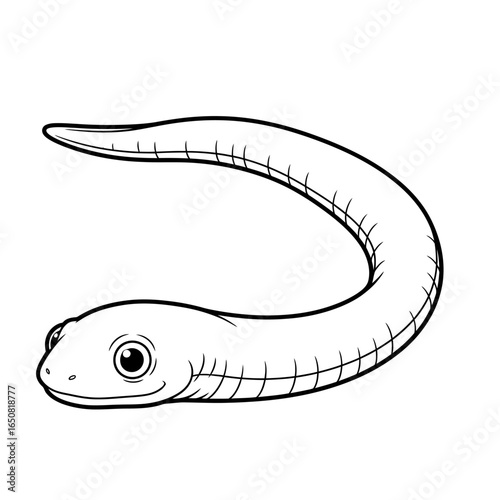 Cute Anime Amazonian Caecilian Coloring Page for Kids Printable Amphibian Animal Artwork