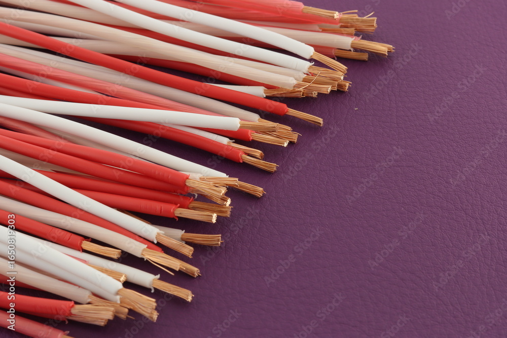 Fototapeta premium Electrical Insulated Copper Mounting Wires for Electrical Switchboard Assembly. 