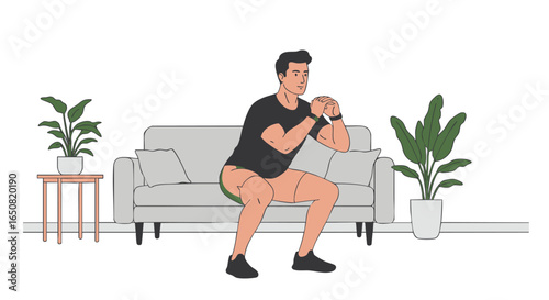 Home Workout Sofa Squats for Leg Strength and Fitness