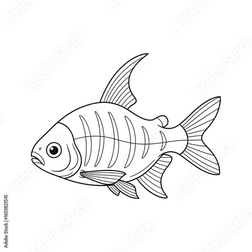 Charming Anime Style Cardinal Tetra Coloring Page for Children Adorable Amazon River Fun
