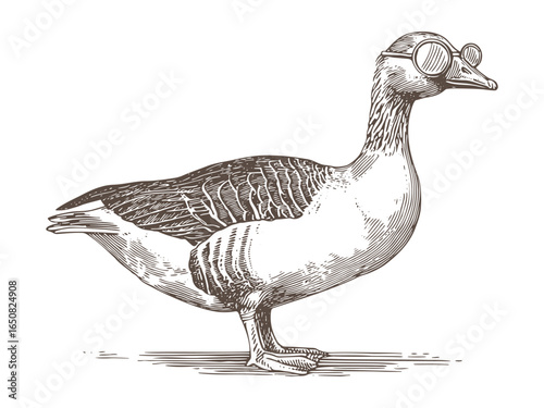 Goose with Glasses A HandDrawn Illustration