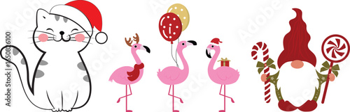 Adorable Christmas element bundle set featuring festive icons perfect for holiday crafts and designs.