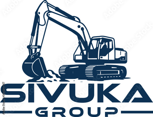 Simple Excavator Logo Flat Black Vector