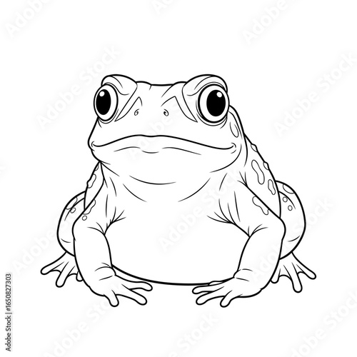 Cute Anime Style Amazon Smooth-sided Toad Coloring Page for Kids Black White Tropical Toad Art