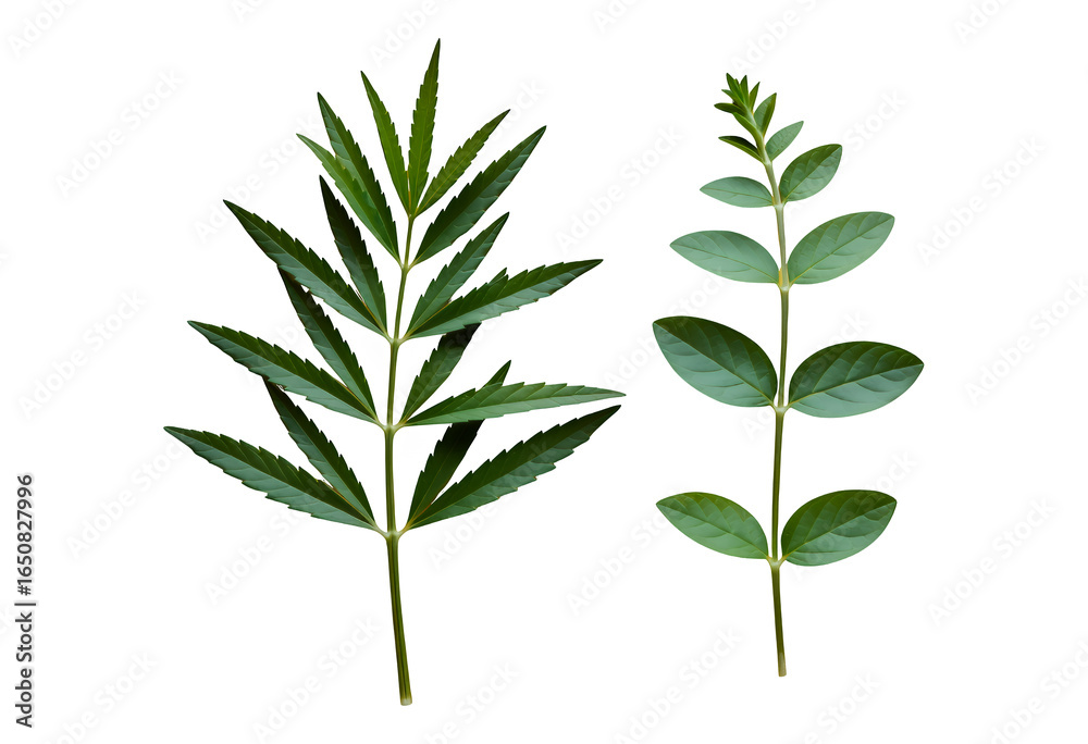 Naklejka premium Green Fern Leaves with Transparent Background, Nature Cutout for Web Design