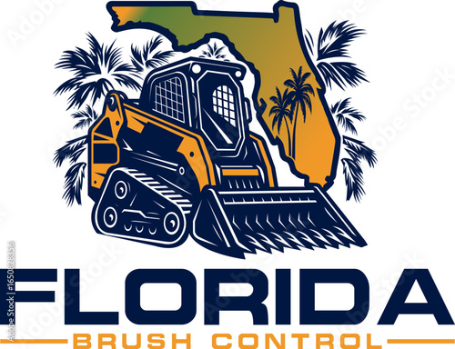 Florida skid steer heavy equipment illustration logo design