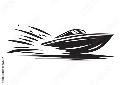 speed boat logo silhouette vector, sleek speedboat vector silhouette illustration, motorboat vector silhouette logo, boat yacht speeding logo silhouettes vector on white background
