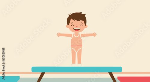 Tableau sur toile Happy Little Gymnast Ready to Tumble