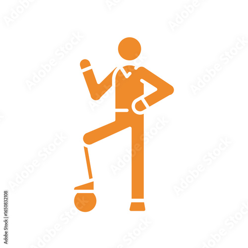 person with prosthesis color flat icon for digital and print projects.