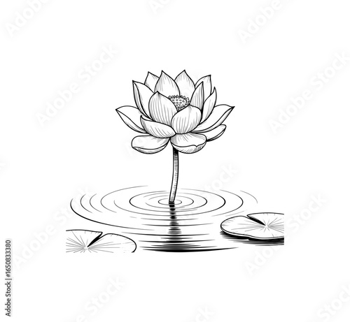Set of three silhouettes of lotus flowers. Vector illustration