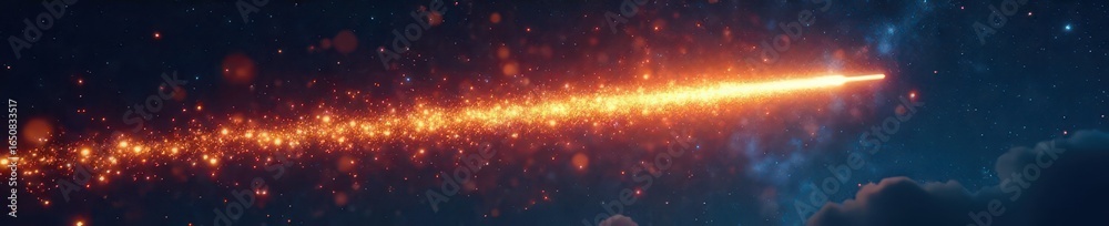 Naklejka premium Bright orange and yellow fireballs streak across night sky , nature, yellow