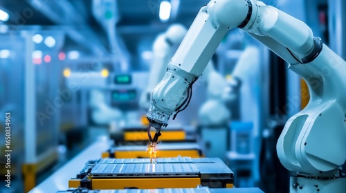 Wallpaper Mural Advanced precision robotic arms in action assembling microelectronics on a high-tech production line, showcasing futuristic automation, industrial robotics, and cutting-edge manufacturing technology i Torontodigital.ca