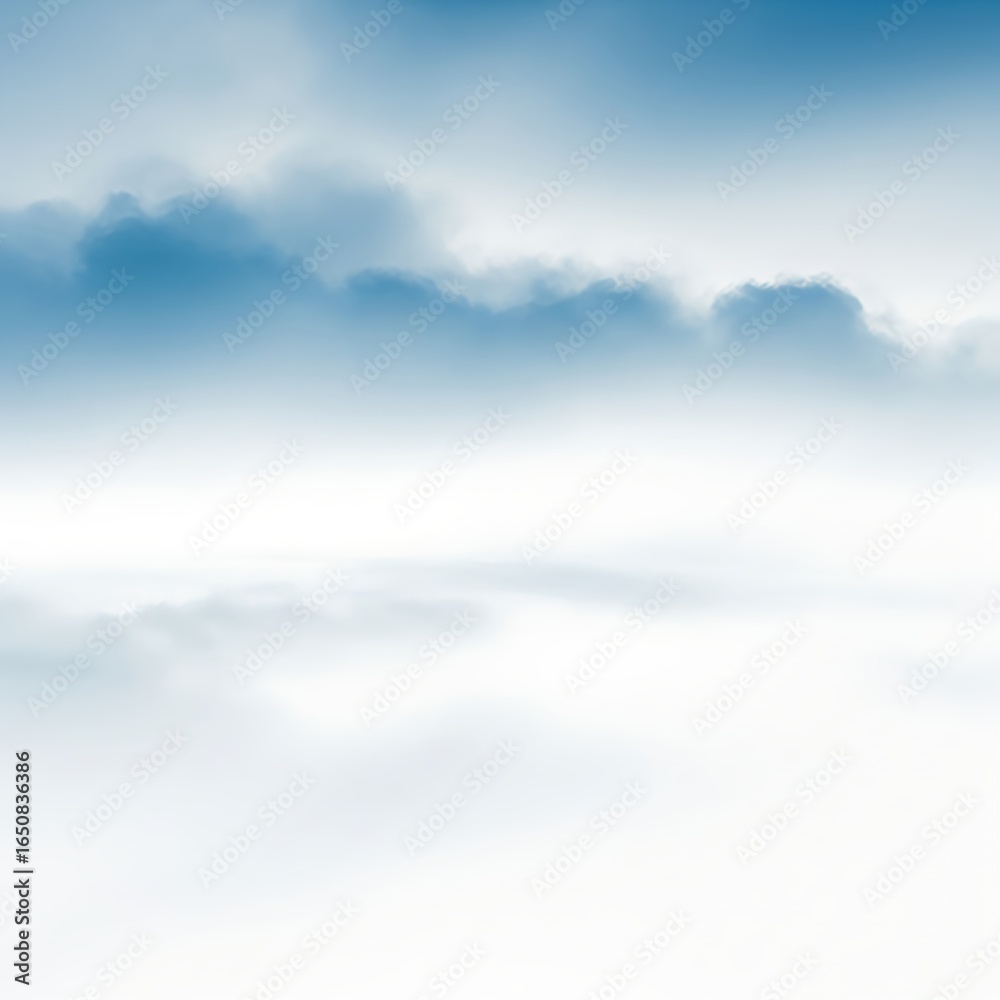 Obraz premium Cloudy sky effect with soft sky blue blending into white mist, dreamy and minimal