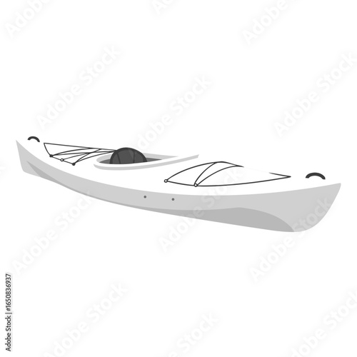 Minimalist representation of a solitary kayak, showcasing form and simple recreational maritime adventure