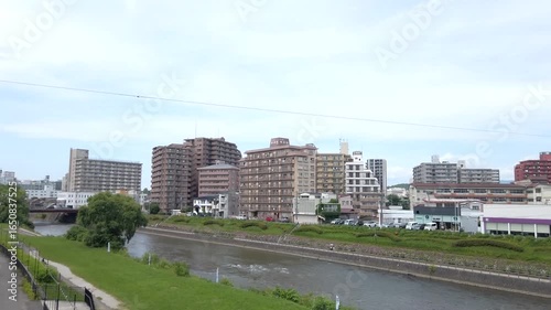 June 28, 2025, Morioka, Iwate Prefecture, Japan.View of Morioka Station and Kaiun Bridge.