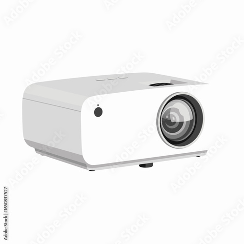 Sleek white projector for home theater or presentation delivers exceptional visual experience in minimalism 151characters