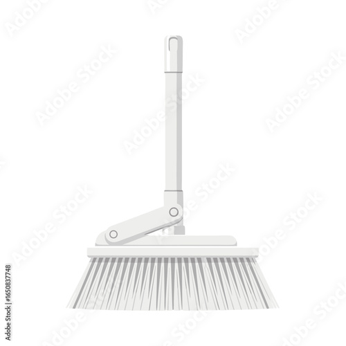 Minimalist depiction of a pristine white broom showcasing cleanliness and functionality for domestic chores equipment