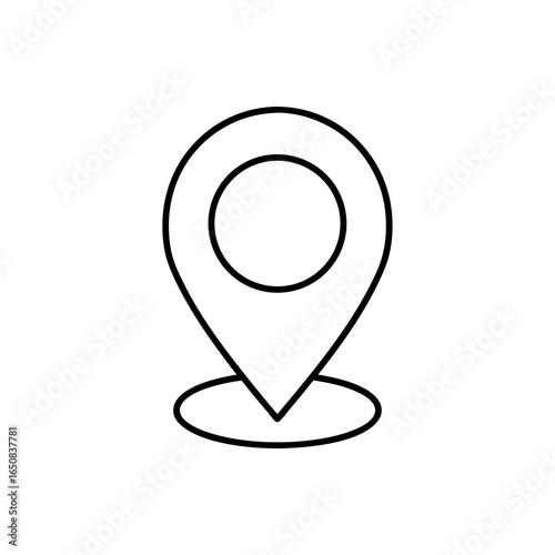 Minimalist map marker icon isolated on white background to show location 150 characters, perfect for clean and modern designs