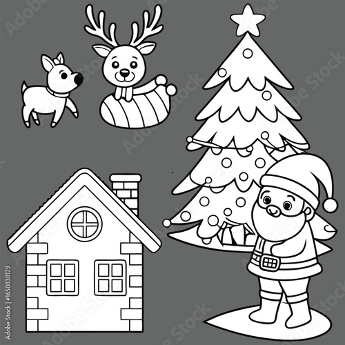 Winter Christmas composition in paper cut style .Merry Christmas text Calligraphic Lettering Vector illustration. Merry Christmas card. Winter holiday theme. Happy New Year. Christmas cartoon.