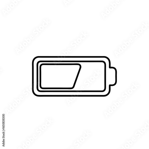 Stylized low battery outline illustration indicating energy depletion and potential power outage minimal design conveying urgency energy related