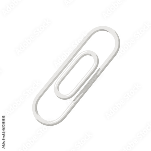 Minimalist office supply presentation featuring a simple metallic paperclip for document organization and file management