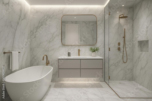 Luxury modern bathroom with marble finish