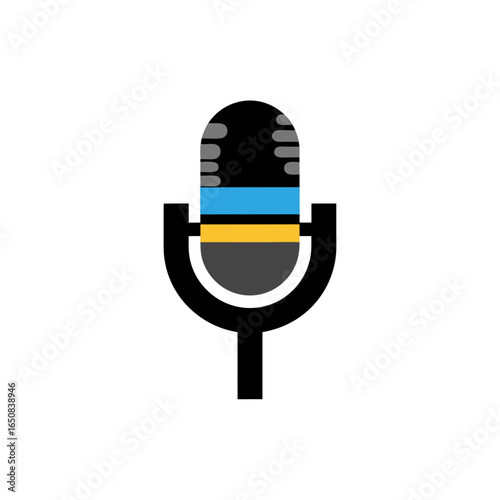 Stylized Microphone Icon Depicting Audio Technology Communication Broadcasting Medium Equipment Recording Device