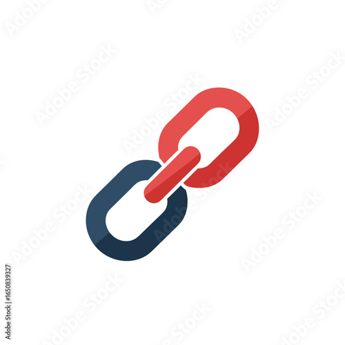 Interconnected elements: A stylized representation of a connection link forming a bond, showcasing simplicity and minimalist design concepts