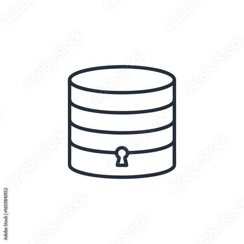 Database Icon: Secure Information Storage in Minimalist Line Art Representation of Confidentiality and Data Management