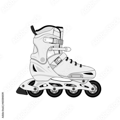 Monochrome rollerblade vector illustration showcasing modern design and recreational fitness appeal