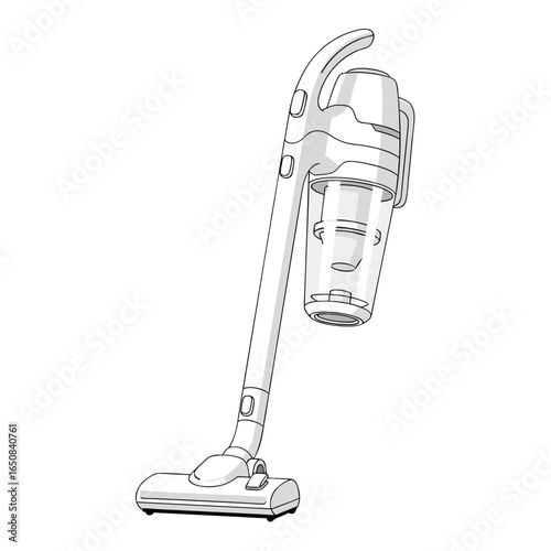 Sleek Cordless Vacuum Cleaner Illustration Exhibiting Modern Design and Enhanced Household Cleaning Capabilities for a Tidy Home