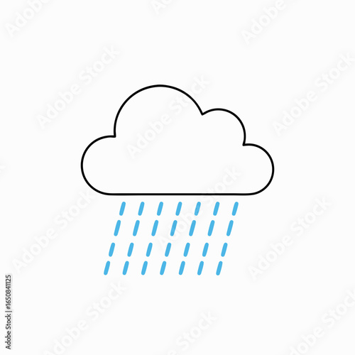 Minimalist Rainy Cloud Symbol: A Simple Vector Illustration Depicting Precipitation and Weather