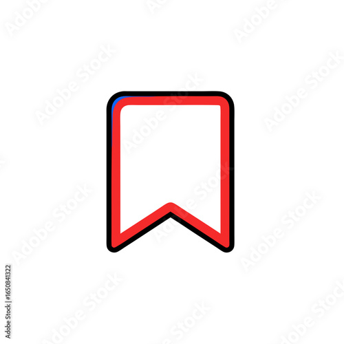 Simple minimalist bookmark icon with vibrant red outline enhancing creative digital design possibilities