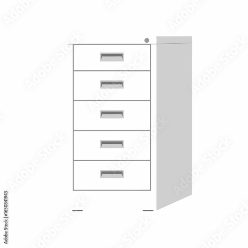 Sleek Five-Drawer Cabinet: A Minimalist Depiction of Storage Simplicity and Functional Aesthetics, Conveying the Essence of Modern Organization