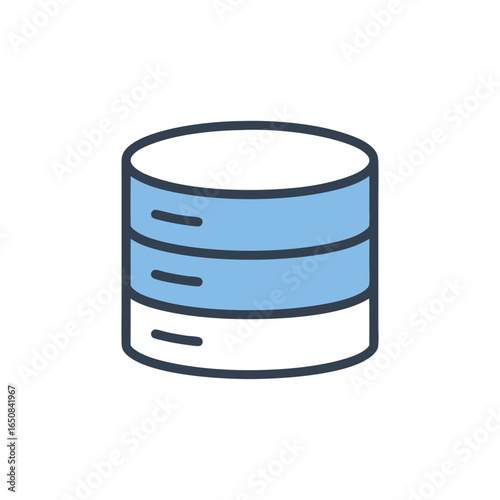 Stylized data storage icon showcasing multiple layers in soft blue and dark navy hues evoking concepts of secure digital archiving data repository