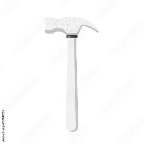 Isolated pristine white hammer tool depiction conveying carpentry precision and craftsmanship showcasing a singular object in a minimalist style
