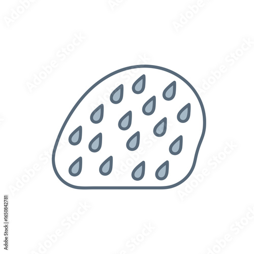 Stylized raindrop pattern on a cloud-like shape with a minimalist and clean aesthetic design