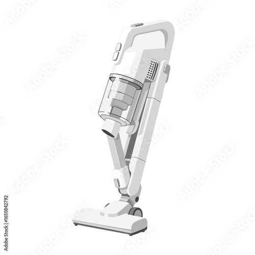 Sleek white cordless vacuum cleaner isolated, embodying efficient design and modern home hygiene innovation